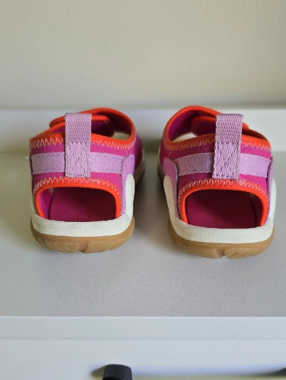 Keen EUC Kids Bright Pink & Orange Trim Hook-and-Loop Sandals Size 10 Toddler - Picture 4 of 5